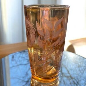 Jeanette water glass, marigold, carnival glass, vintage, one glass only